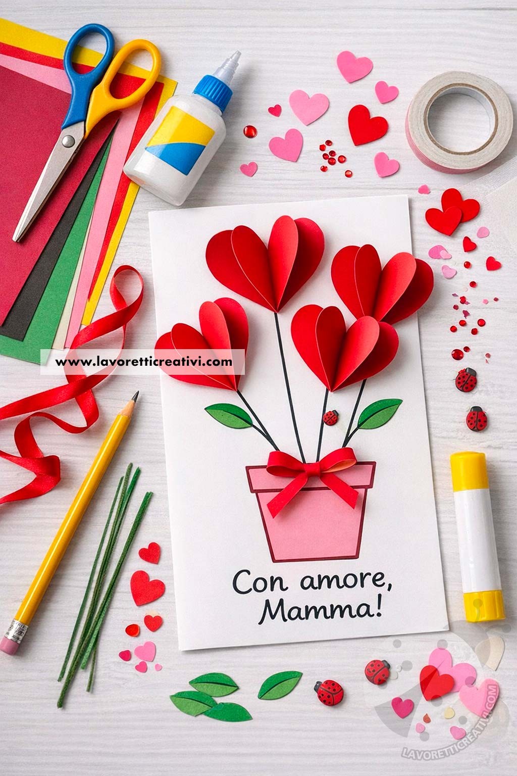 fiori con cuori per la mamma