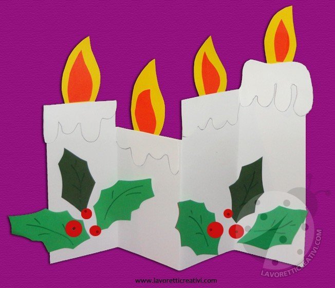 Disegni Di Candele Di Natale.Candele Di Natale Di Carta Lavoretti Creativi