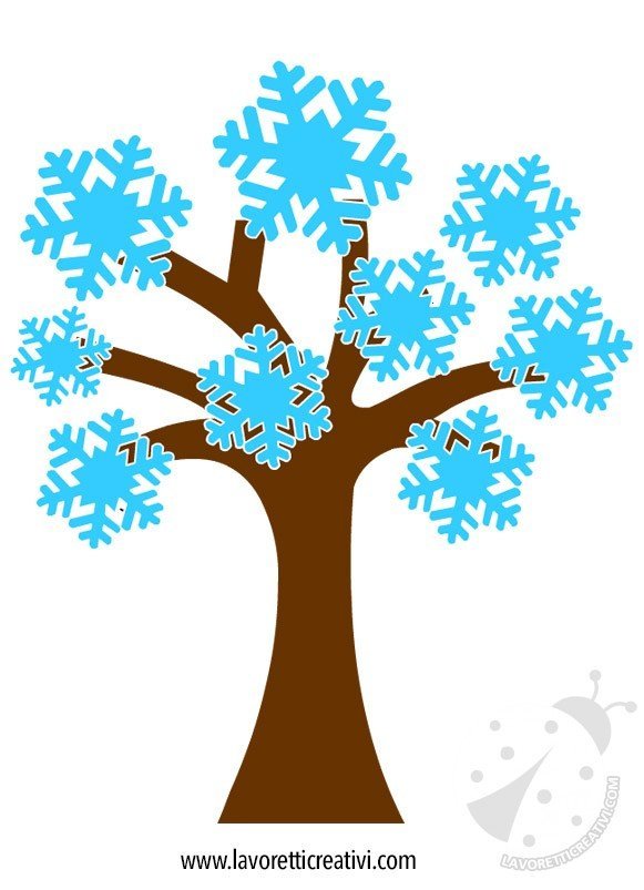 Cartellone Inverno Albero Con Fiocchi Di Neve Lavoretti Creativi