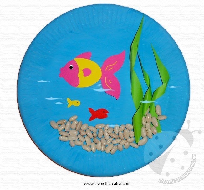 Lavoretti per bambini - Acquario con piatto di carta