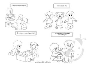 Regole scolastiche con disegni da colorare