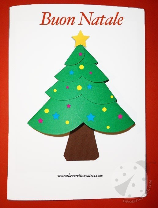 Alberi Di Natale Di Carta.Biglietto Di Natale Con Cerchi Di Carta Lavoretti Creativi