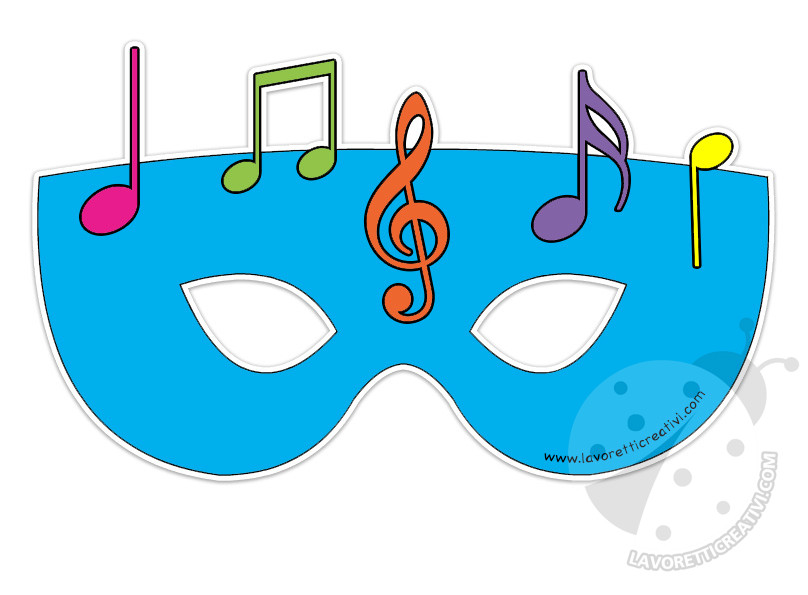 Maschera Carnevale Musica con note musicali
