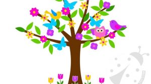 albero primavera fiori farfalle