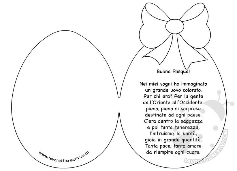 Biglietto A Forma Di Uovo Con Filastrocca Buona Pasqua Lavoretti Creativi