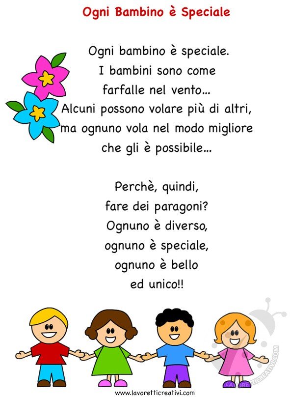 Scuola Poesia Ogni Bambino E Speciale Lavoretti Creativi