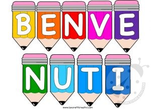 Striscione Benvenuti con le matite colorate