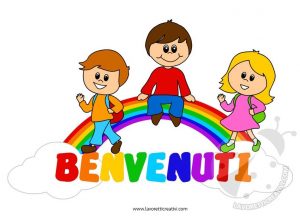 Bambini con arcobaleno