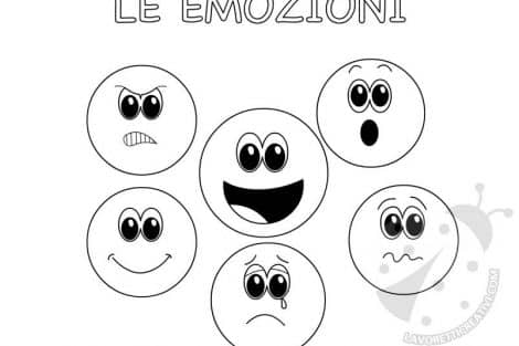Faccine con emozioni da colorare - Palline delle emozioni a colori