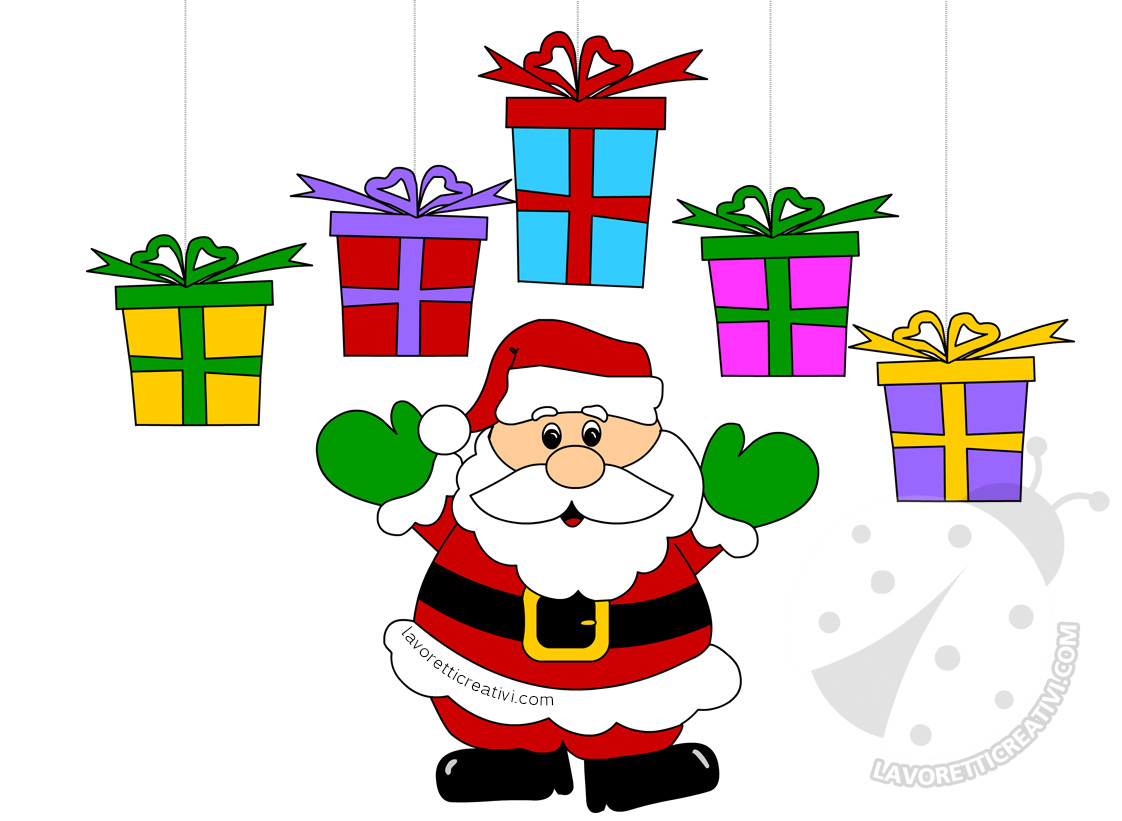 Addobbi Natalizi con Babbo Natale e pacchi regalo