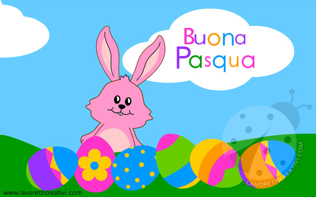 cartolina buona pasqua coniglio