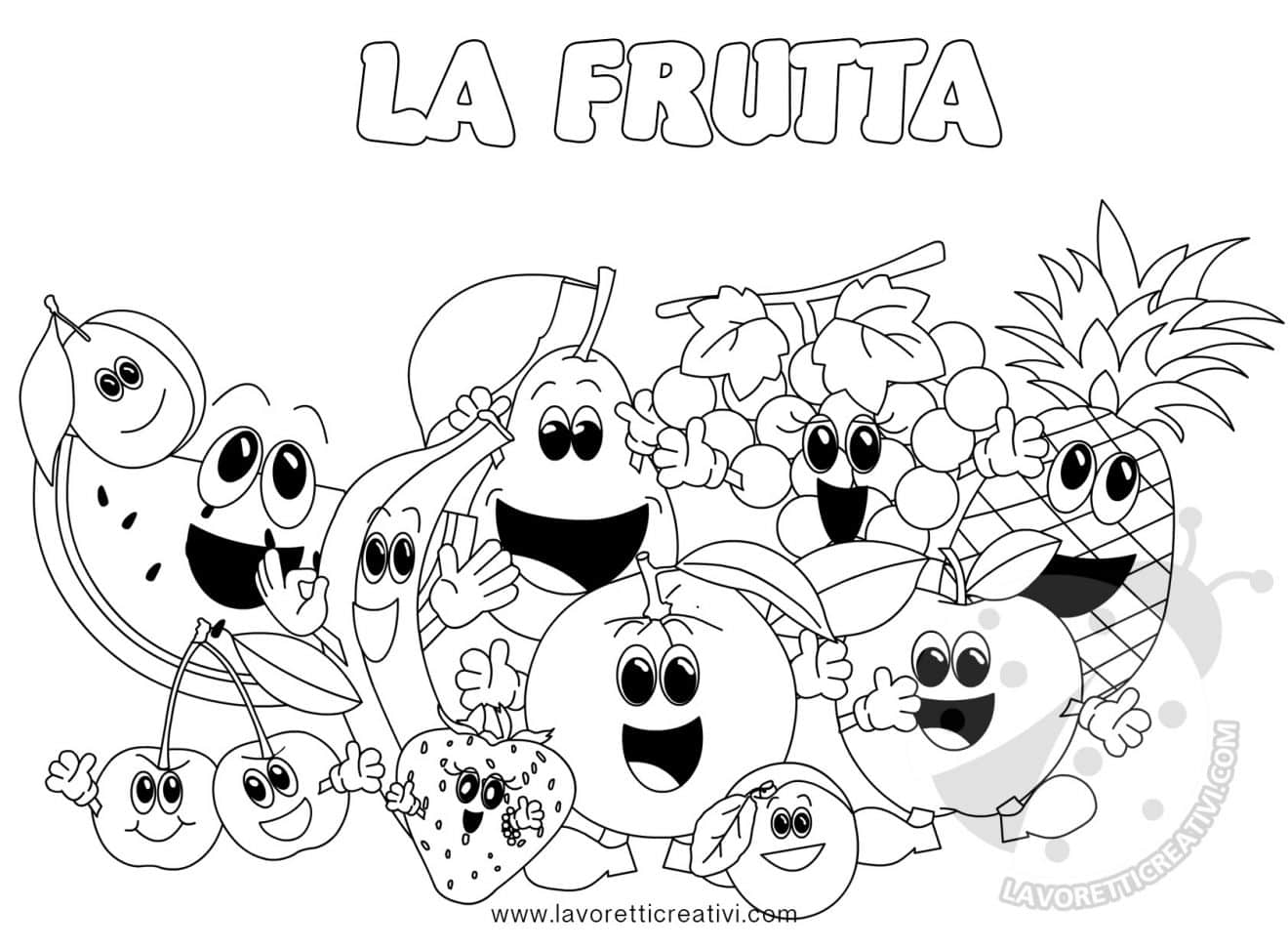 Frutta Disegni da colorare per bambini