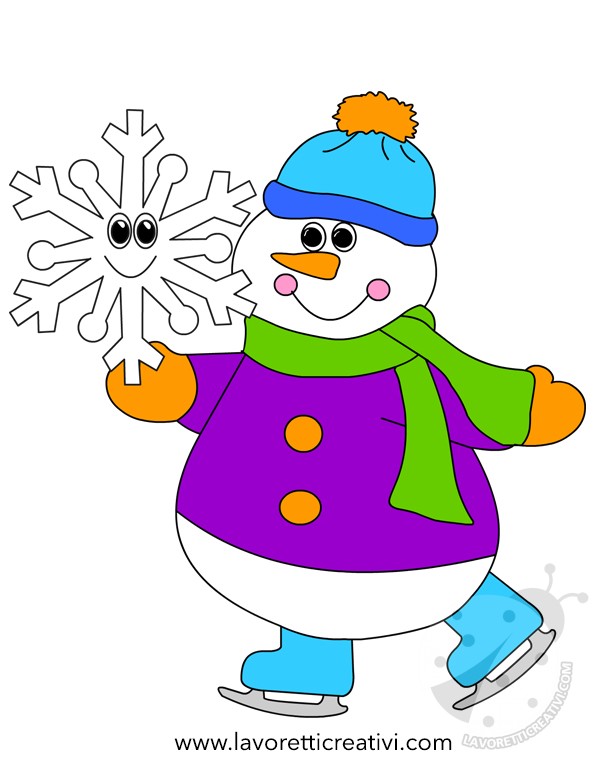 Idea cartellone inverno Pupazzo di neve con pattini