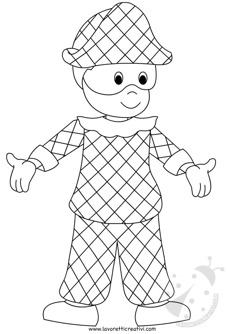 Maschera di Arlecchino per bambini da stampare e colorare - Lavoretti Creativi