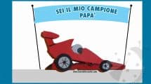 Biglietto Festa del Papà Macchina da corsa con molletta di legno