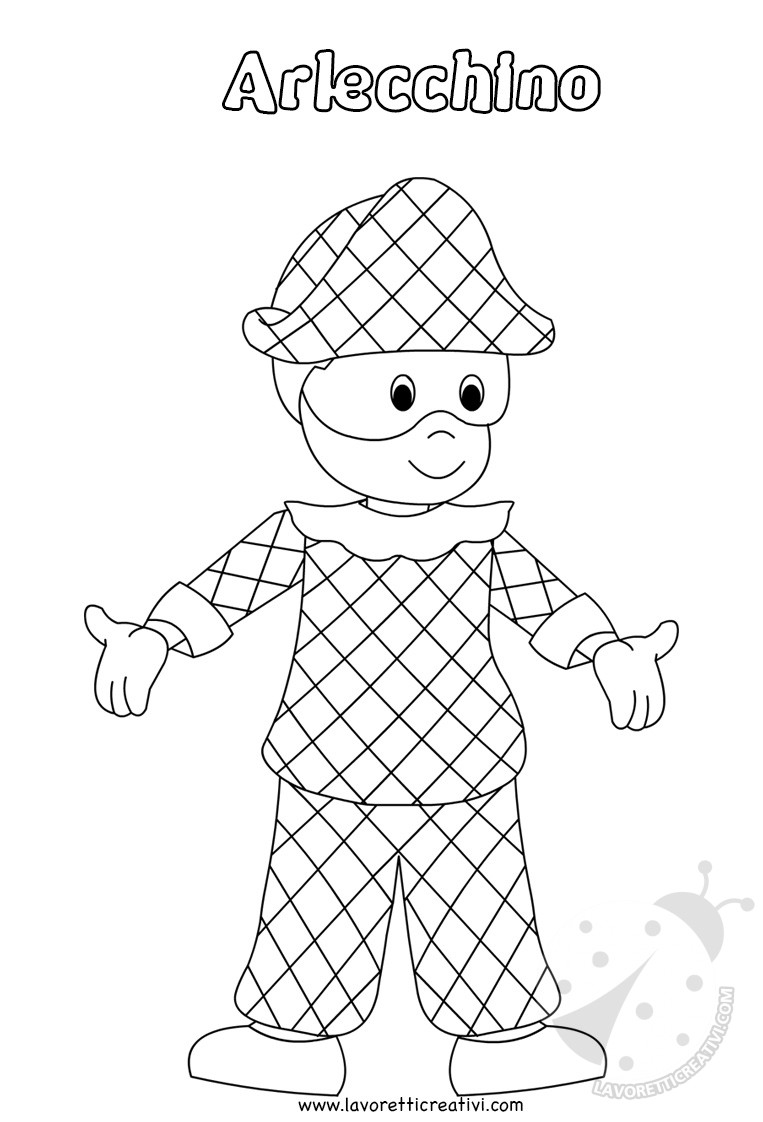 Maschera di Arlecchino per bambini da stampare e colorare - Lavoretti Creativi