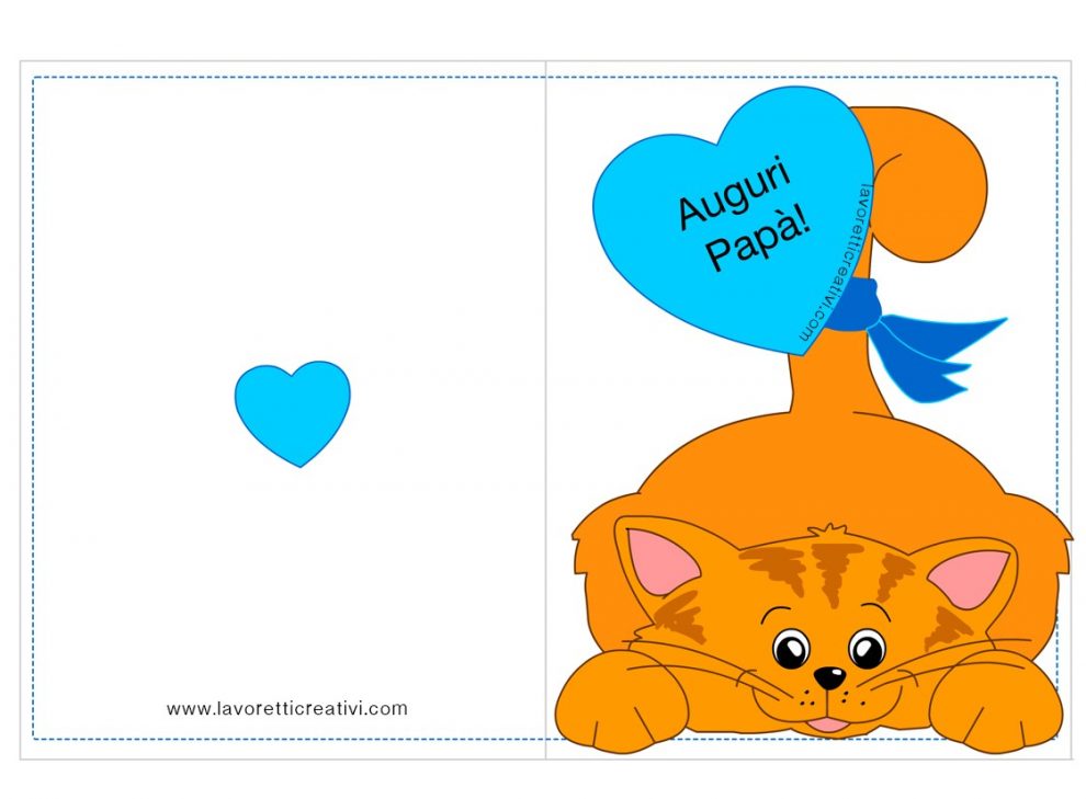 Biglietto Per La Festa Del Papà Da Stampare Biglietti auguri Festa del Papà con gatto da stampare - Lavoretti Creativi