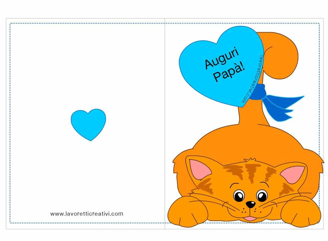 Biglietti Festa Papa Da Stampare Biglietti auguri Festa del Papà con gatto da stampare Lavoretti Creativi