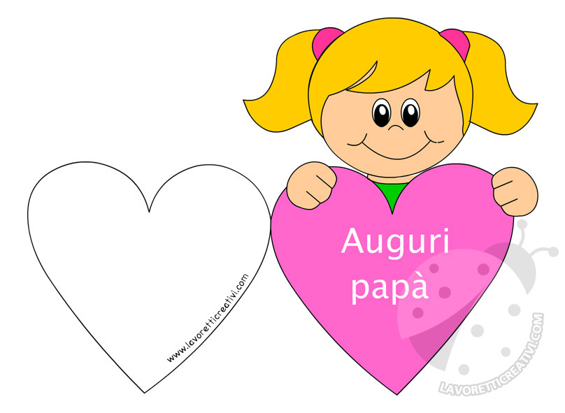 biglietto papa cuore bambina