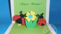 Biglietto pop up per la Festa della Mamma con coccinelle