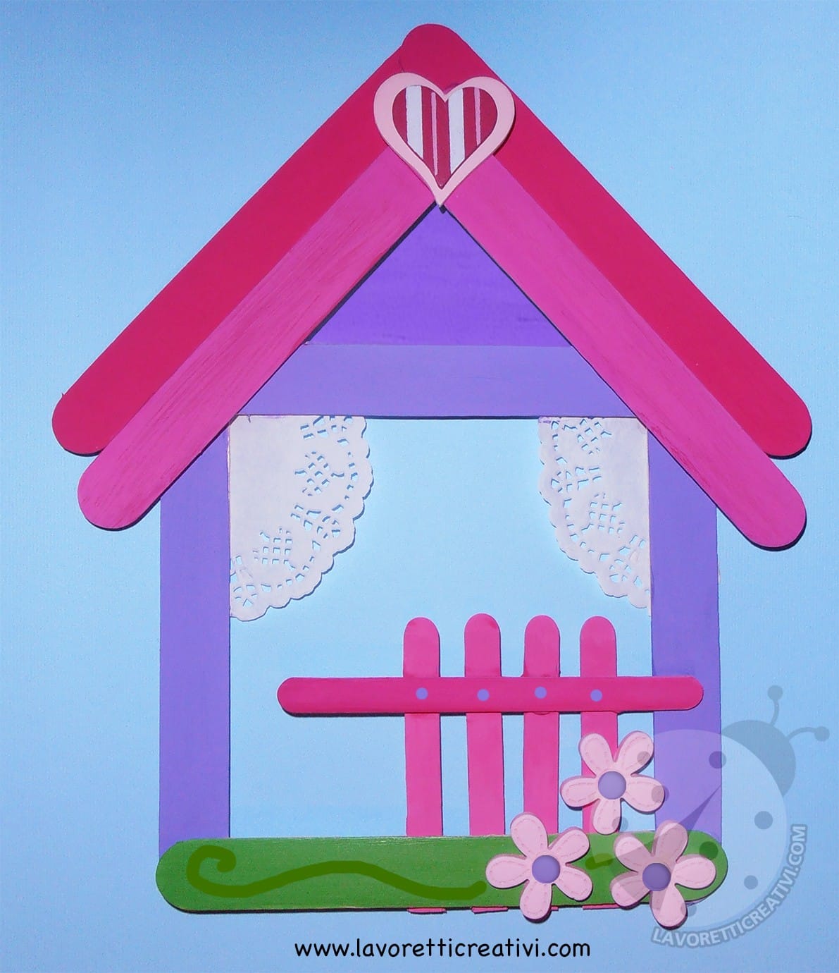 Lavoretti per bambini casette con bastoncini di legno lavoretti creativi Lavori creativi in legno