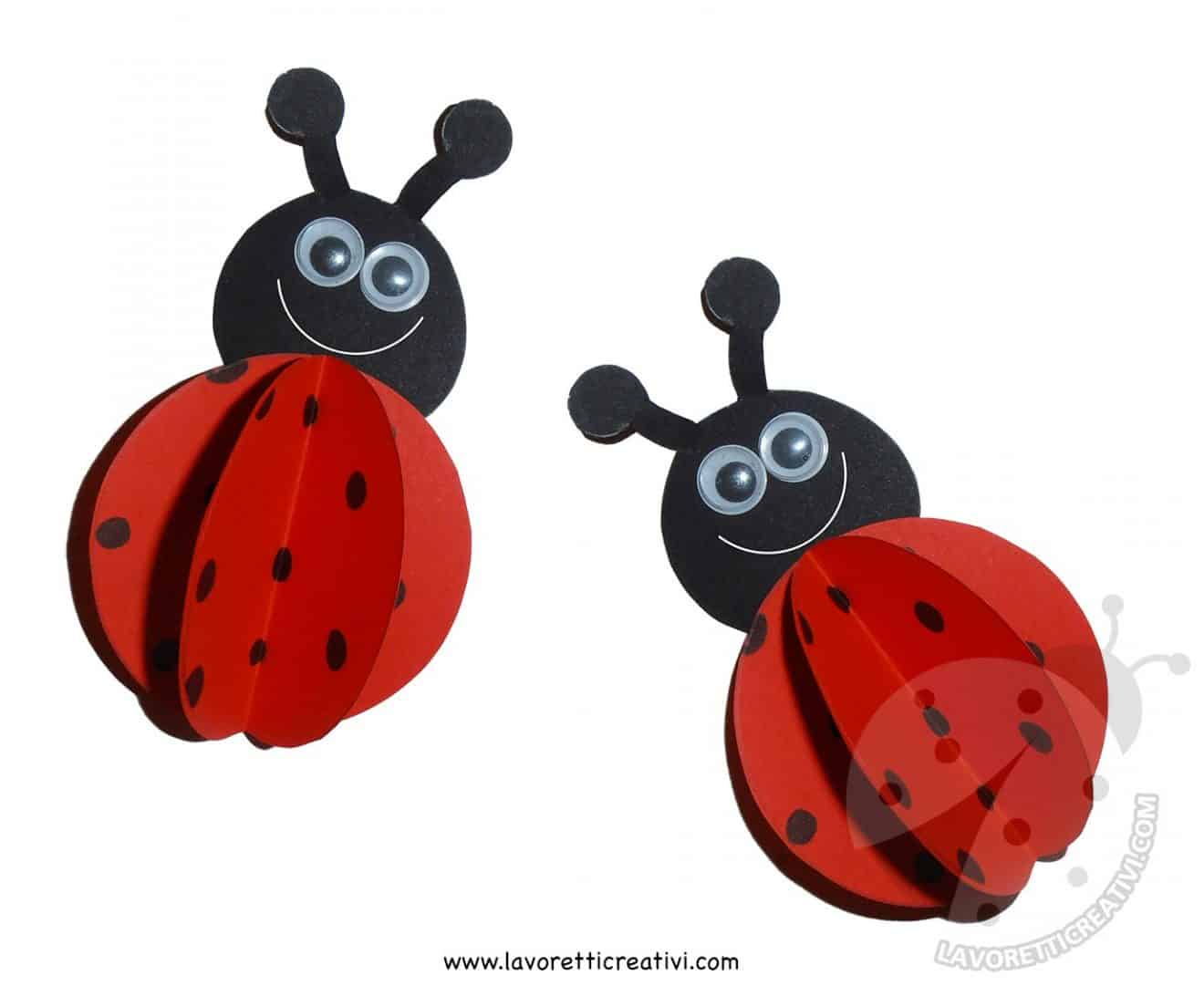 Coccinelle 3D con cerchi di carta colorata