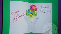 Festa della mamma Biglietto pop up con vaso di fiori