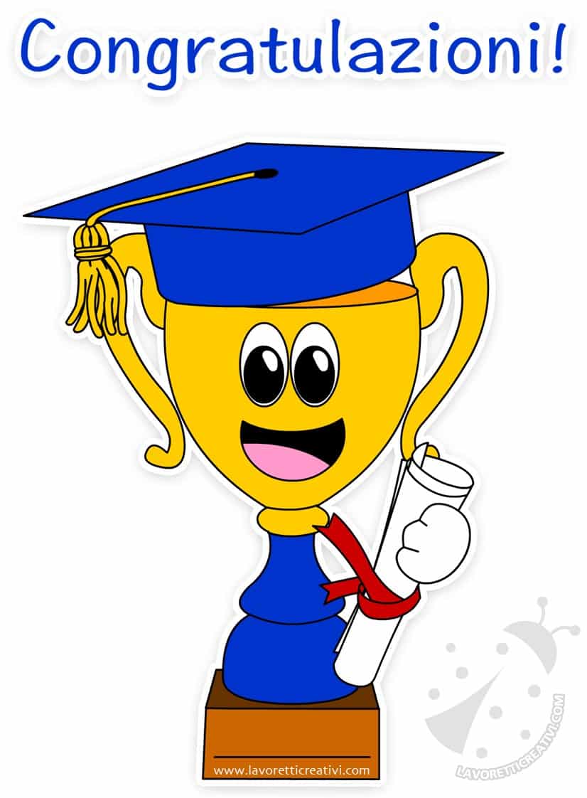 Coppa con tocco e diploma da regalare ai bambini alla Fine dell Anno Scolastico