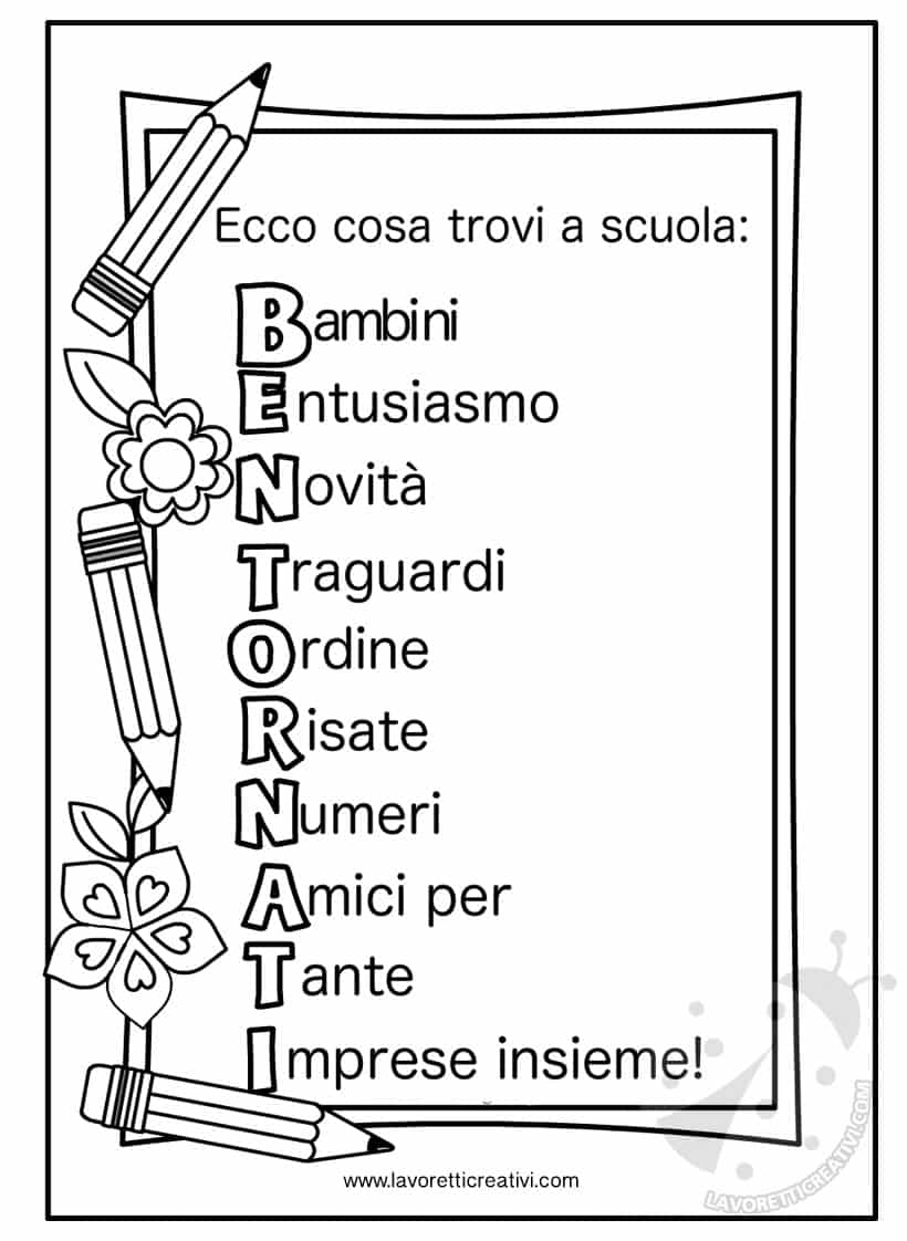 Cartello Bentornati Per Il Primo Giorno Di Scuola Lavoretti Creativi