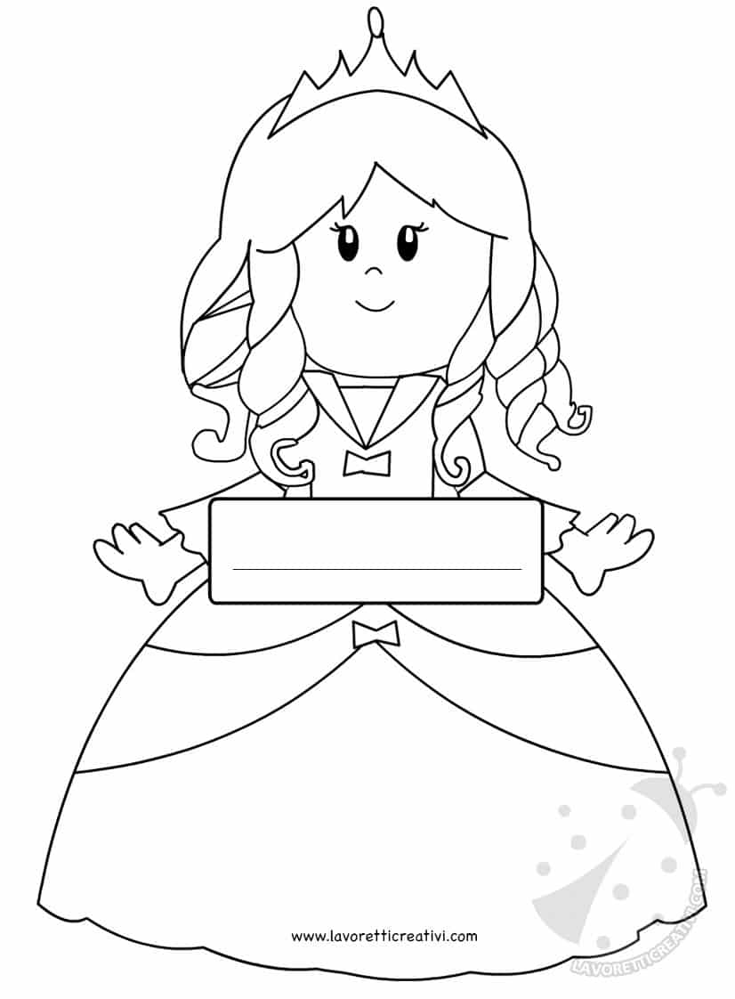 Targhette portanome con disegni da colorare Targhette portanome da colorare a tema Fiabe Targhette portanome con disegni