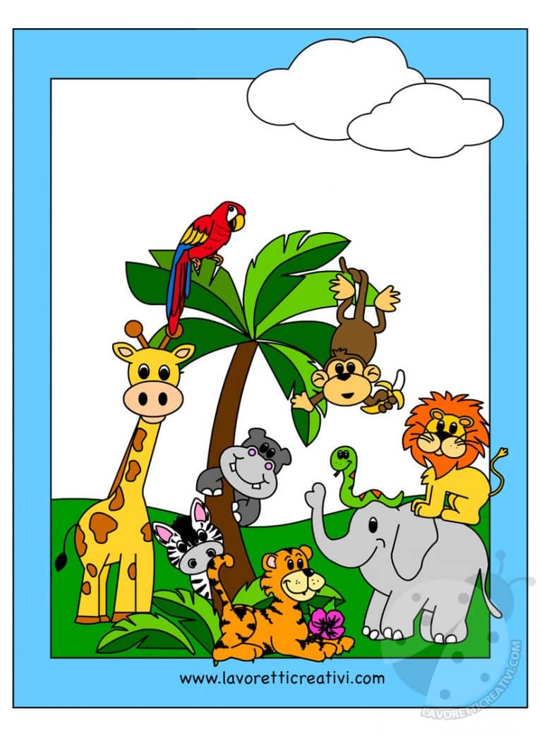 Adesivi Murali Con Animali Della Giungla Ad Acquerello: Decorazioni Per - Foto 8