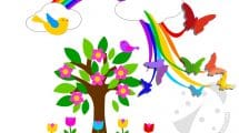 paesaggio arcobaleno farfalle