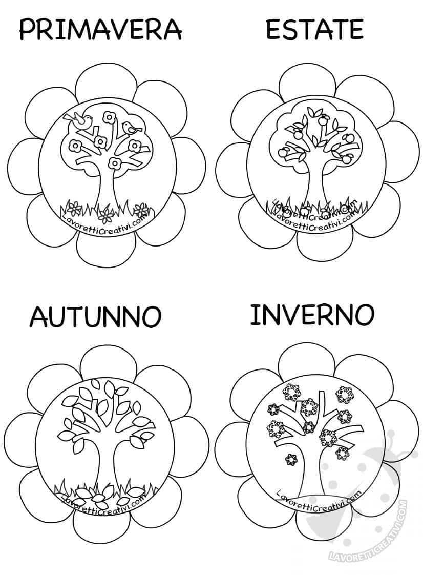 Fiori con le quattro stagioni da colorare 