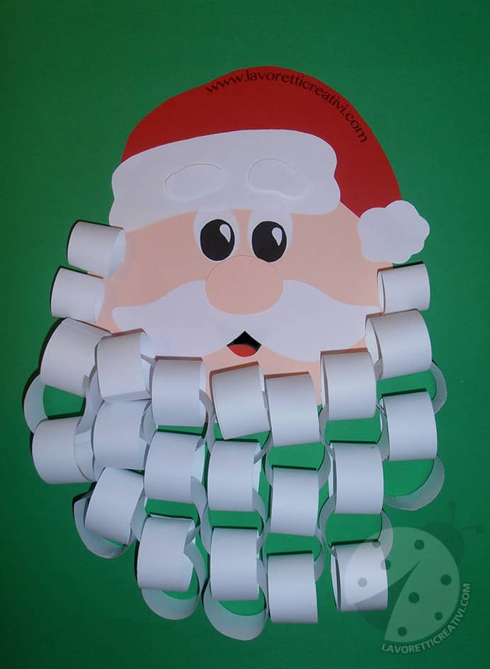 Babbo Natale con barba realizzata da catene di carta