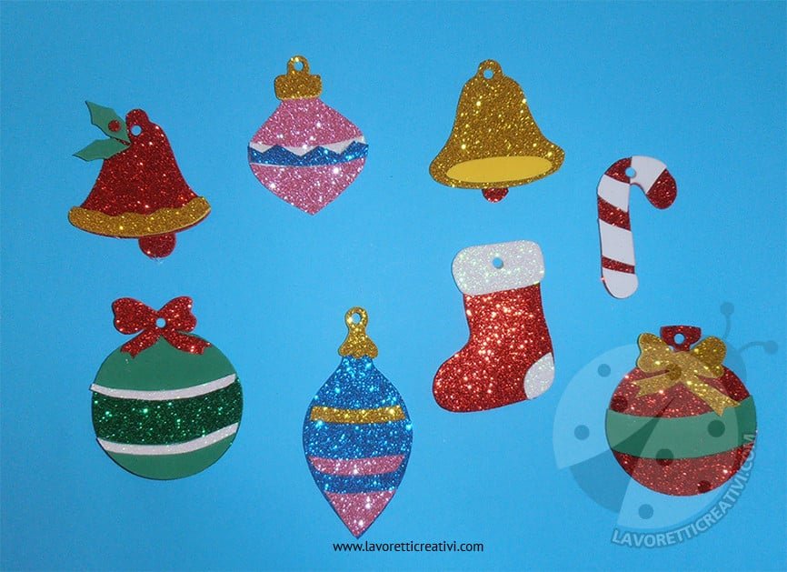 Decorazioni Natalizie Con Carta.Decorazioni Di Natale Con Gomma Crepla Glitter Da Appendere Lavoretti Creativi