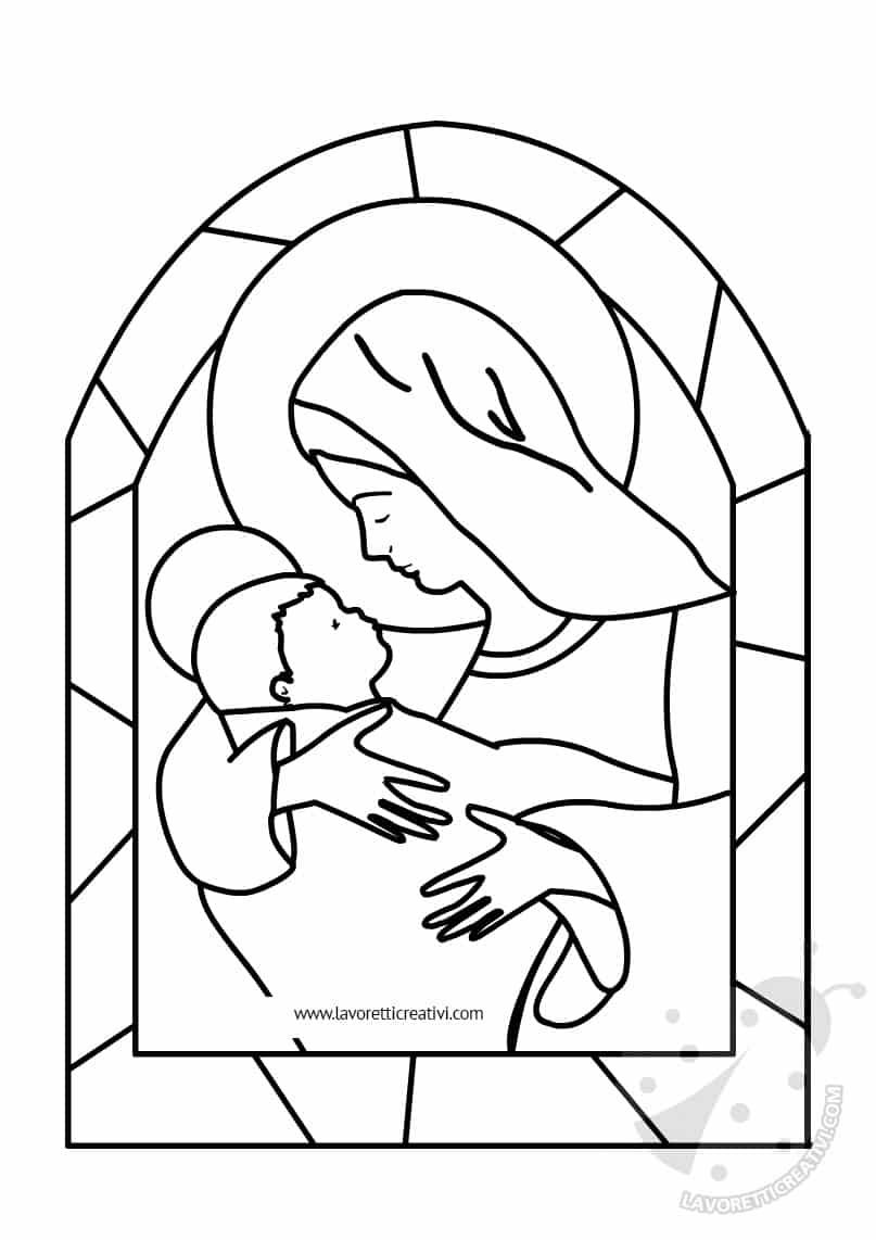 disegno madonna bambino