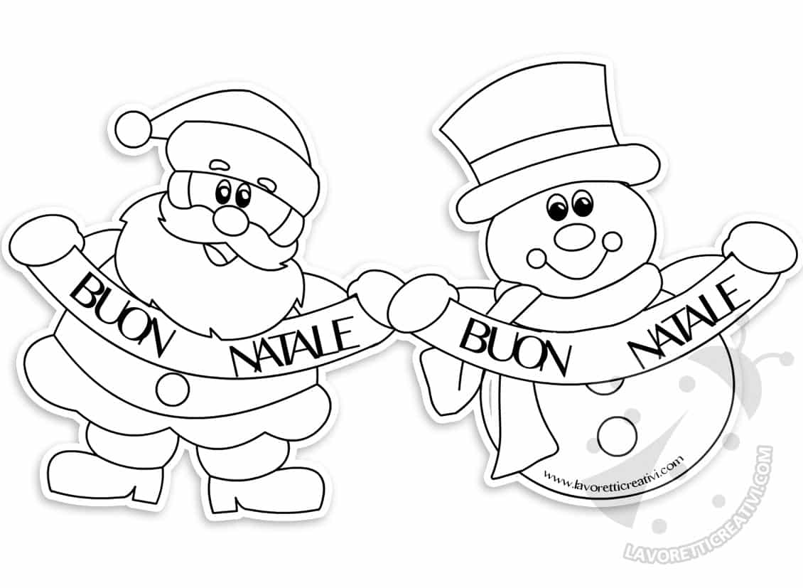 Festone natalizio di carta con babbo natale e pupazzo di neve