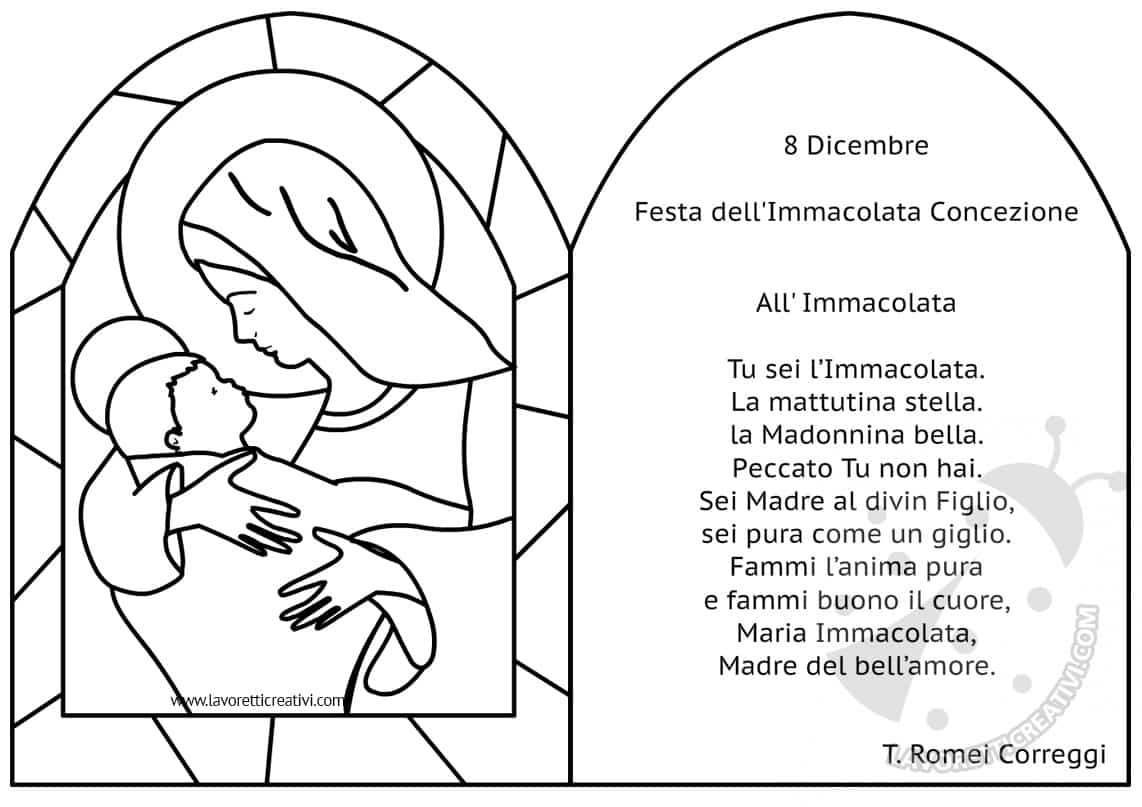 Lavoretti per l'Immacolata Concezione da stampare e colorare