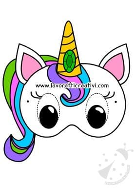 Maschera unicorno di carta per bambini