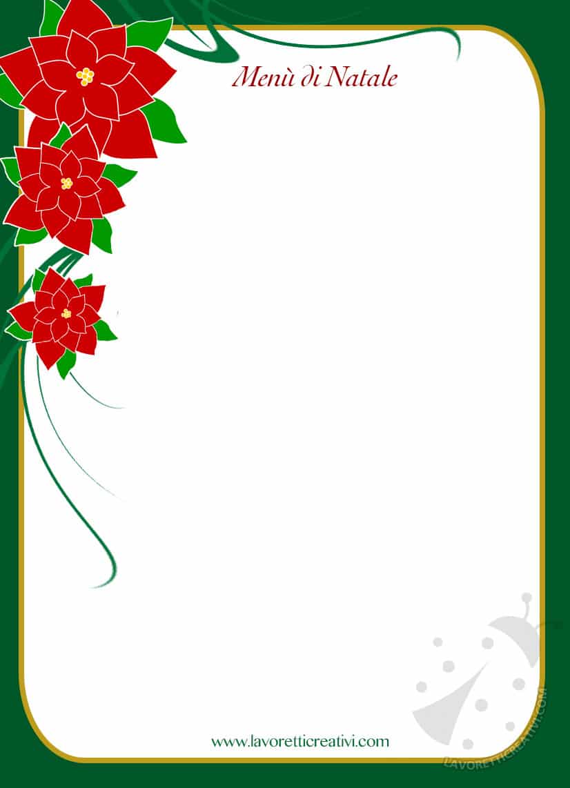 Decorazioni Natalizie Word.Modelli Menu Di Natale Da Stampare E Compilare Lavoretti Creativi