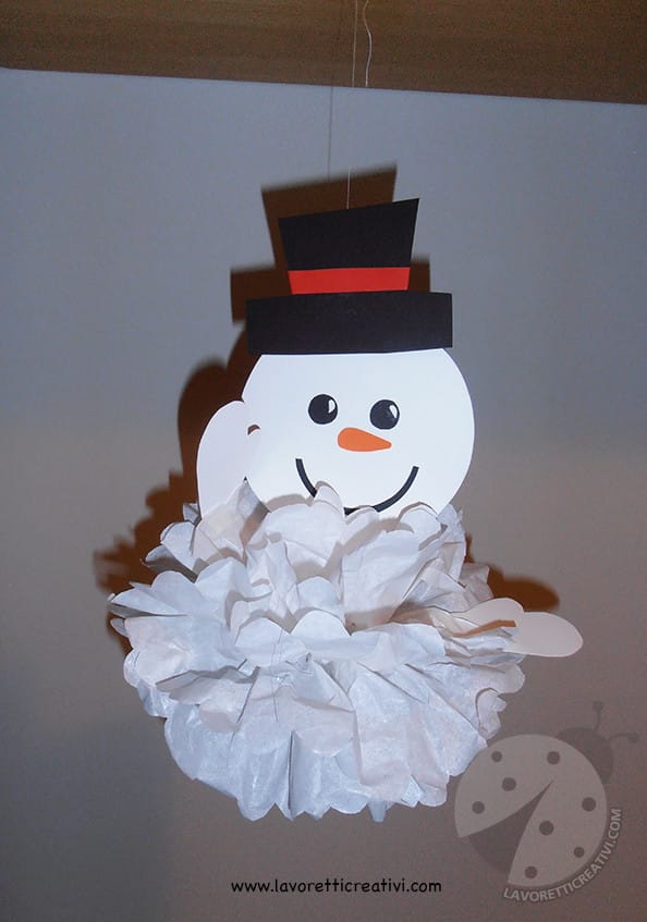 Pupazzo di neve in 3D per addobbi inverno scuola primaria