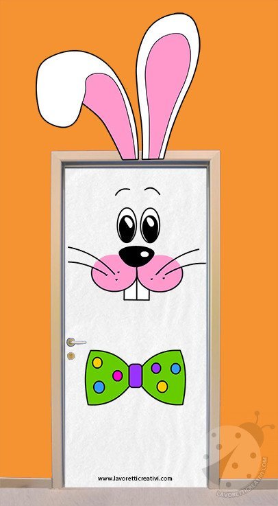 Idea per decorare la porta dell'aula con coniglio