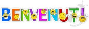 Striscione Benvenuti con lo smile giallo