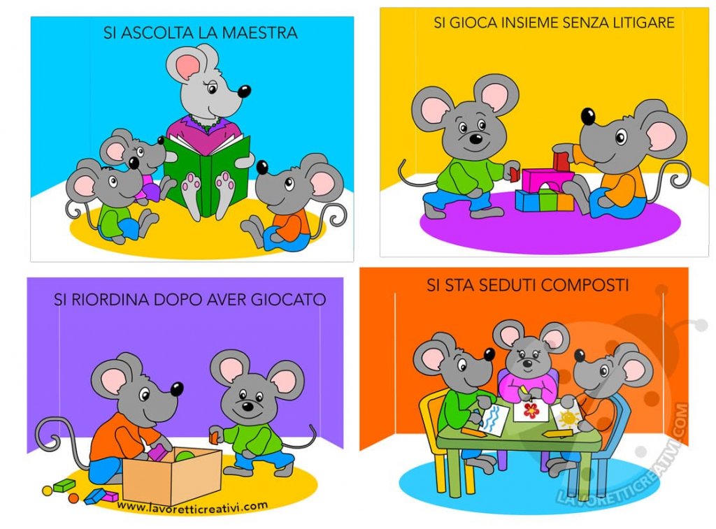Regole da rispettare in classe con disegni da colorare - Lavoretti Creativi