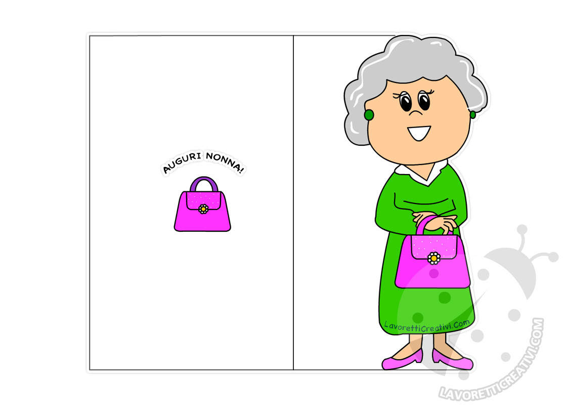 Biglietti Festa dei Nonni da stampare Nonna con borsetta