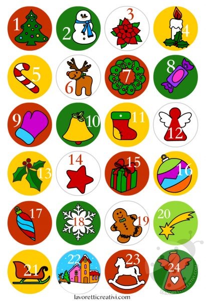 Adesivi Numeri Calendario Avvento 1-24 - Decorazioni Natalizie Fai Da Te Per Sacchetti Regalo E Calendari