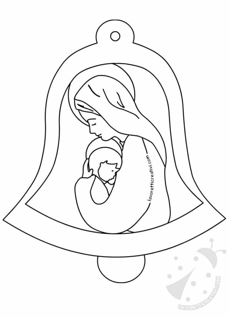 Campana con Madonna con Gesù Bambino da colorare - Lavoretti Creativi