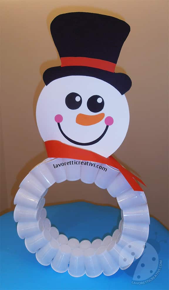 Pupazzo Di Neve Con I Bicchieri Di Plastica Facile Lavoretti Creativi