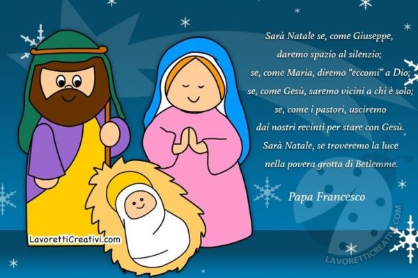 Cartolina di Natale con frase di Papa Francesco