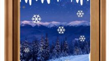 decorazioni invernali finestre innevate
